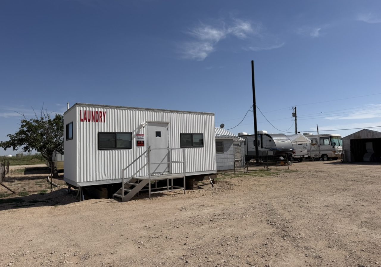 On-site laundry building at Goldsmith RV Park & Housing