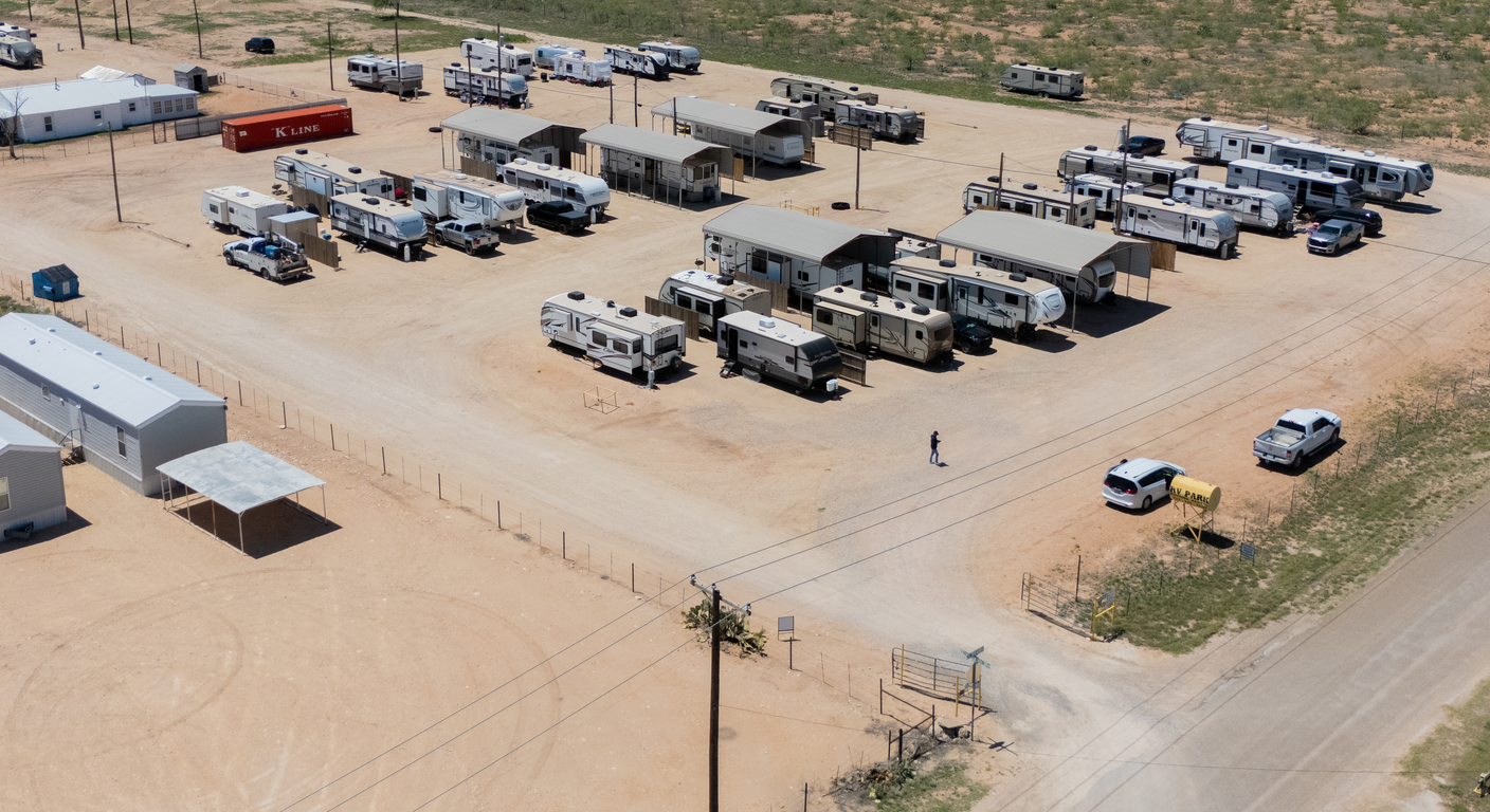Aerial view of Goldsmith RV Park & Housing in Goldsmith, Texas